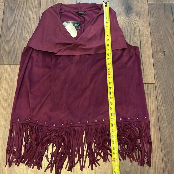 NWT Diane Gilman burgundy suede fringe vest 1X - Picture 4 of 5